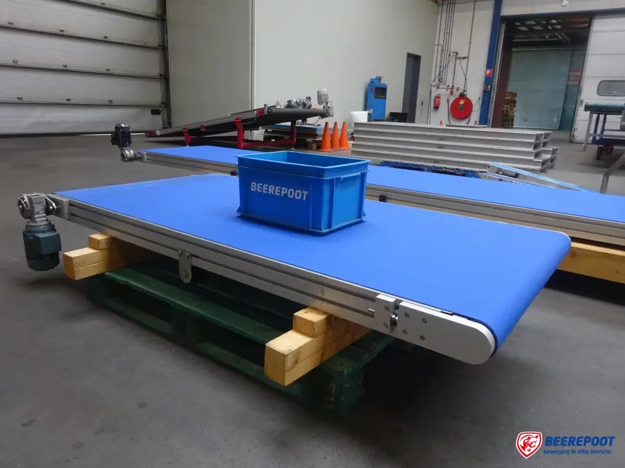 Blauwe transportband van PU
