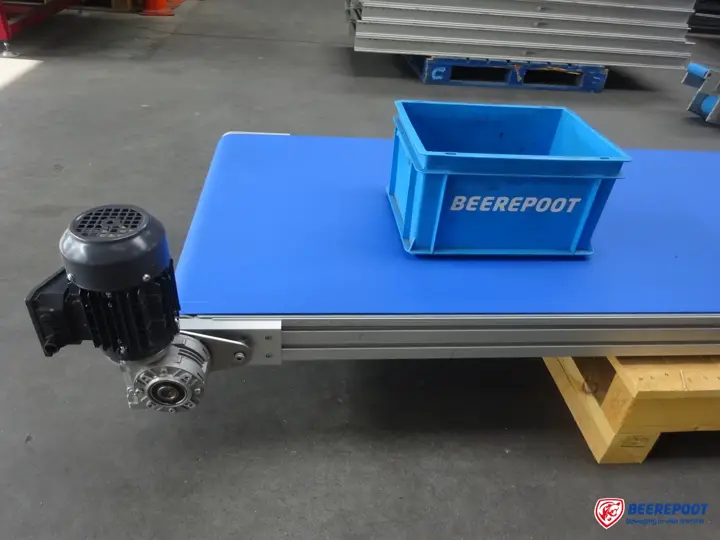 Blauwe PU-transportband met aandrijfmotor